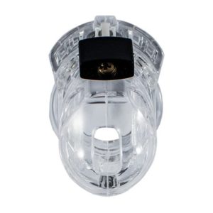 Frontal view of the Clear version of the Inescapable Chastity Cage TheVice Mini