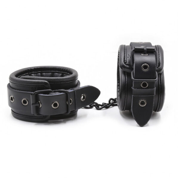 Padded Leather Cuffs in all black for ankle and wrist bondage